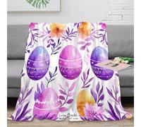 3D Printed Easter eggs Cozy Throw Blanket Microfiber Warm Soft Bedding Cosy watercolor floral design Bed Blanket Anti Static No Shedding for Dorm Dwellers University Students 40x50inch(100x130cm)