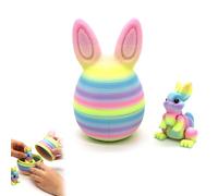 3D Printed Easter Eggs with Bunny Inside, Easter 3D Printed Bunny Eggs Set, Mystery Rabbit Egg Fidget Toy, Reusable Openable Egg Storage Box, Colourful Easter Basket Stuffer & Party Decoration (D)
