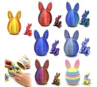 3D Printed Easter Eggs with Bunny Inside, Easter 3D Printed Bunny Eggs Set, Mystery Rabbit Egg Fidget Toy, Reusable Openable Egg Storage Box, Colourful Easter Basket Stuffer & Party Decoration (7PCS)