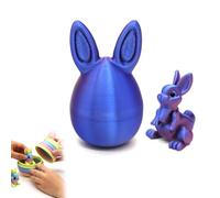 3D Printed Easter Eggs with Bunny Inside, Easter 3D Printed Bunny Eggs Set, Mystery Rabbit Egg Fidget Toy, Reusable Openable Egg Storage Box, Colourful Easter Basket Stuffer & Party Decoration (E)