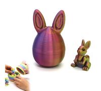 3D Printed Easter Eggs with Bunny Inside, Easter 3D Printed Bunny Eggs Set, Mystery Rabbit Egg Fidget Toy, Reusable Openable Egg Storage Box, Colourful Easter Basket Stuffer & Party Decoration (C)