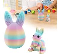 3D Printed Easter Eggs with Bunny Inside, Easter 3D Printing Mystery Bunny Egg Fidget Toy, Easters Rabbit 3D Printed Toys Mini Rabbit Toys Easters Gift for Children Party Decoration (C)