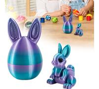 3D Printed Easter Eggs with Bunny Inside, Easter 3D Printing Mystery Bunny Egg Fidget Toy, Easters Rabbit 3D Printed Toys Mini Rabbit Toys Easters Gift for Children Party Decoration (I)