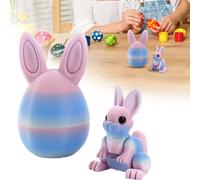 3D Printed Easter Eggs with Bunny Inside, Easter 3D Printing Mystery Bunny Egg Fidget Toy, Easters Rabbit 3D Printed Toys Mini Rabbit Toys Easters Gift for Children Party Decoration (E)