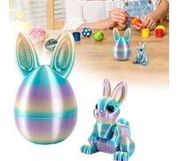 3D Printed Easter Eggs with Bunny Inside, Easter 3D Printing Mystery Bunny Egg Fidget Toy, Easters Rabbit 3D Printed Toys Mini Rabbit Toys Easters Gift for Children Party Decoration (H)