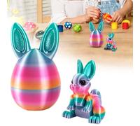 3D Printed Easter Eggs with Bunny Inside, Easter 3D Printing Mystery Bunny Egg Fidget Toy, Easters Rabbit 3D Printed Toys Mini Rabbit Toys Easters Gift for Children Party Decoration (K)