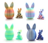 3D Printed Easter Eggs with Bunny Inside,Easter Surprise Rabbit Eggs,3D Printed Animals, Easter Basket Stuffers,Fidget Toys Gifts (4PCS)