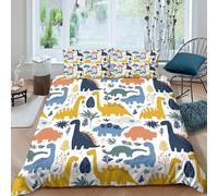 3D Printed Easy Care Microfiber Dinosaurs kids Comforter Cover All Season Bedding Set with Pillow Shams Colorful Cartoon_ Duvet Cover Breathable Machine Washable for Teens Adults Single（135x200cm）