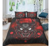 3D Printed Easy Care Microfibre Japanese demon art Bed Quilt Cover All Season Bedding Sets with Pillow Cases stylized horror Duvet Cover Sets Easy Care Machine Washable for Home Decor King（220x240cm）