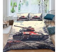 3D Printed Easy Care Microfibre War tank scene Bed Quilt Cover All Season Bedding Sets with Pillow Cases military art style Duvet Cover Sets Easy Care for Home Decor Single（140x200cm）