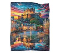 3D Printed Edinburgh Castle Pattern Throw Blanket, Soft Plush Fleece Blanket, Warm Cosy Flannel Throw for Sofa Bed Couch Living Room Bedroom 40x50inch(100x130cm)