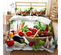 3D Printed Eggplant and Garlic Single Bed Duvet Cover Set For Kids Teens Fresh VegetablesBedding Set The Ultra-Soft 3 Pieces includes1 Quilt Covers 135x200 and 2 Pillowcases J.2864