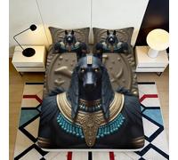 3D Printed Egyptian Myth Fitted Sheet Microfiber Deep Pocket Non-Slip Bedroom Bedding Egyptian Mattress Fitted Cover Adult Teen 180x200x25cm