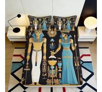 3D Printed Egyptian Pharaoh Fitted Sheet Microfiber Soft Breathable Queen Cleopatra Bed Cover for Bedroom Decor 90x200x25cm
