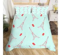 3D Printed Eiffel Tower Duvet Cover King 3 Pieces 220x230cm Love Bedding Set with Hidden Zipper Soft Microfiber Comforter Quilt Cover with 2 Pillowcase 50x75cm（style 16-11）