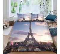 3D Printed Eiffel Tower Duvet Cover, Microfiber Comforter Cover Hidden