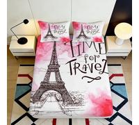 3D Printed Eiffel Tower Fitted Sheet, Microfiber Bed Cover, Non-slip, Home