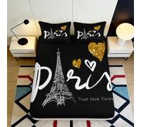 3D Printed Eiffel Tower Fitted Sheet Microfiber Non-Slip Deep Pocket Paris Mattress Fitted Cover Elastic Hem Washable for Bedroom Adults 90x200x25cm