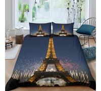 3D Printed Eiffel Tower Quilt Cover, Microfiber Duvet Cover Hidden Zipper