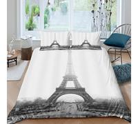 3D Printed Eiffel Tower Quilt Cover, Microfiber Duvet Cover Hidden Zipper