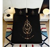 3D Printed Elden Ring Magic Rune Fitted Sheet Microfiber Soft Anti-Slip Black Bed Cover for Bedroom Dorm Mattress Protection 90x200x25cm