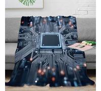 3D Printed Electronic chip Couch Blanket Microfiber Warm Soft Bedding Cosy Tech circuit board design Living Room Throw Anti Static Wrinkle Free for Families Households Guests 50x60inch(127x152cm)