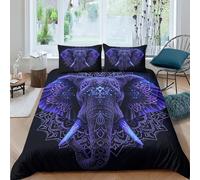 3D Printed Elephant Duvet Cover Sets Bedding Quilt Covers Zipper Closure Comforter Cover Microfibre Duvet Cover 3 Piece Duvet Cover Set for Teens And Adults Quilt Cover Set Double（200x200cm）