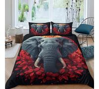3D Printed Elephant Duvet Cover Sets Bedding Quilt Covers Zipper Closure Comforter Cover Microfibre Duvet Cover 3 Pieces Duvet Cover Set for Teens And Adults Quilt Cover Set Double（200x200cm）