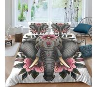 3D Printed Elephant Duvet Cover Sets Bedding Sets Quilt Covers Zipper Closure Comforter Cover Microfiber Duvet Cover 3 Pieces Duvet Cover Set for Teens And Adults Quilt Cover Set Double（200x200cm）