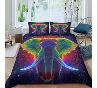 3D Printed Elephant Duvet Cover Sets Bedding Sets Quilt Covers Zipper Closure Comforter Cover Microfibre Duvet Cover 3 Pieces Duvet Cover Set for Teens And Adults Quilt Cover Set Double（200x200cm）