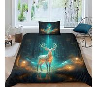 3D Printed Elk Duvet Cover Sets Bedding Set Quilt Covers Zipper Closure Comforter Cover Microfibre Duvet Cover 3 Pieces Duvet Cover Set for Teens And Adults Quilt Cover Set Single（135x200cm）