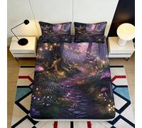 3D Printed Enchanted Forest Fitted Sheet Microfiber Deep Pocket Non-Slip Magic Forest Mattress Fitted Cover for Bedroom 90x200x25cm