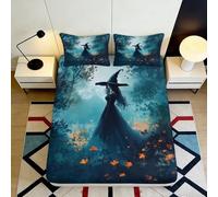 3D Printed Enchanted Forest Fitted Sheet Microfiber Deep Pocket Non-Slip Magic Forest Mattress Fitted Cover Washable 120x200x25cm