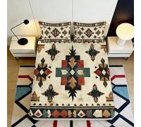 3D Printed Ethnic Pattern Fitted Sheet Microfiber Deep Pocket Bedding Set Southwest Totem Mattress Fitted Cover Non-Slip for Home 120x200x25cm