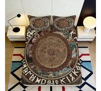 3D Printed Ethnic Totem Fitted Sheet Microfiber Deep Pocket Bedroom Bedding Set Tribal Totem Mattress Fitted Cover Non-Slip Washable 180x200x25cm