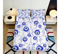 3D Printed Evil Eye Fitted Sheet, Microfiber Bed Cover, Non-slip, Home