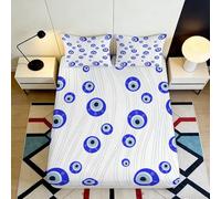 3D Printed Evil Eye Fitted Sheet, Microfiber Bed Cover, Non-slip, Home