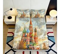 3D Printed Exotic Architecture Fitted Sheet Microfiber Deep Pocket Non-Slip Bedroom Bedding Exotic Architecture Mattress Fitted Cover 140x200x25cm