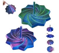 3D Printed Expanded Sensory Fidget Star - 2 Pack Honeycomb Spiral Stress-Relief Spinning Toy with Handle - Sensory Fidget for Anxiety Relief, Focus and Stress Reduction (Green & Purple)
