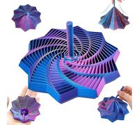 3d Printed Expanded Sensory Fidget Star - 9cm Spiral Honeycomb Hexagon Stress Relief Fidget Toy with Handle - Push Play Spinner, Vertical Silky Design Fidget Toy for Focus & Relaxation