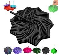 3D Printed Expanded Sensory Fidget Star, Expandable Fractal Fidget Hexagon with Handle, Honeycomb Whirling Spiral Design, Fractal Hexagon for Office Desktop, for Adults(Black,6.89in)