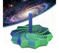 3D Printed Expanded Sensory Fidget Star, Stress Relief Colorful Spinning Tower Toy, Fractal Fidget Hexagon with Handles for Office Desks, Perfect for Holiday Christmas(Blue-green,6.9in)