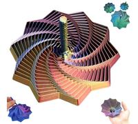 3D Printed Expanded Sensory Fidget Star with Handle, Colorful Fractal Fidget Hexagon Whirling Spiral Design Spinning Star for Adults, Ideal for Office Desk Christmas Birthday(D#,M)