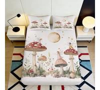 3D Printed Fairy Mushroom Fitted Sheet Microfiber Non-Slip Deep Pocket Magic Forest Mattress Fitted Cover Washable Bedding 180x200x25cm