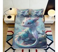 3D Printed Fantasy Dragon Fitted Sheet, Microfiber Bed Cover, Non-slip