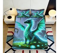 3D Printed Fantasy Dragon Fitted Sheet Microfiber Deep Pocket Non-Slip Bedroom Bedding Magic Dragon Mattress Fitted Cover Home 140x200x25cm