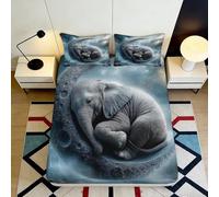 3D Printed Fantasy Elephant Fitted Sheet Microfiber Deep Pocket Non-Slip Bedroom Bedding Fantasy Elephant Mattress Fitted Cover 140x200x25cm