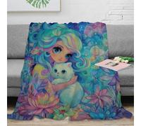3D Printed fantasy girl Home Blanket Microfiber Warm Cosy Bedding Soft colorful dream art Lounge Throw Wrinkle Resistant Non Pilling for Campers Travellers Students Young Adults 80×90inch(200x230cm)