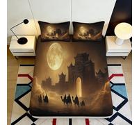 3D Printed Fantasy Moon Fitted Sheet, Microfiber Bed Cover, non-slip home