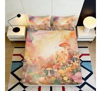 3D Printed Fantasy Mushroom Fitted Sheet, Microfiber, Bed Cover, non-slip